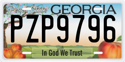 GA license plate PZP9796