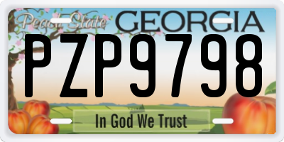 GA license plate PZP9798
