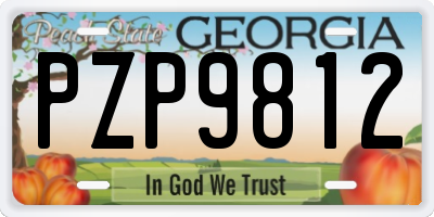 GA license plate PZP9812
