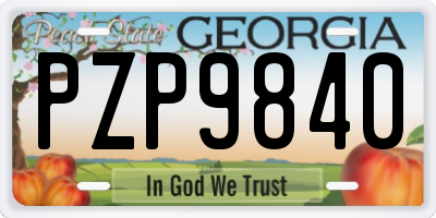 GA license plate PZP9840
