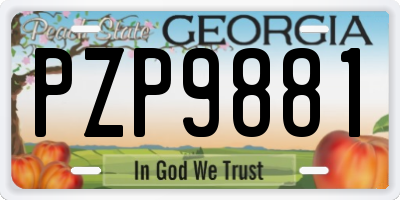 GA license plate PZP9881