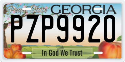 GA license plate PZP9920