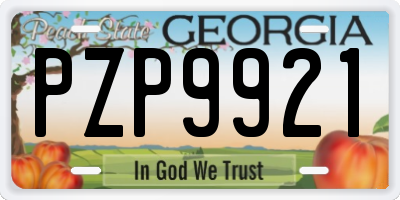 GA license plate PZP9921