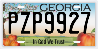 GA license plate PZP9927