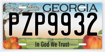 GA license plate PZP9932