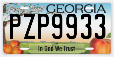 GA license plate PZP9933