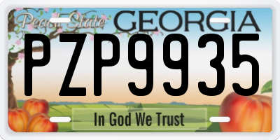 GA license plate PZP9935