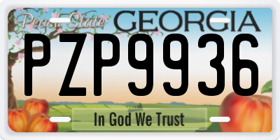 GA license plate PZP9936
