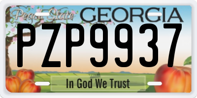 GA license plate PZP9937