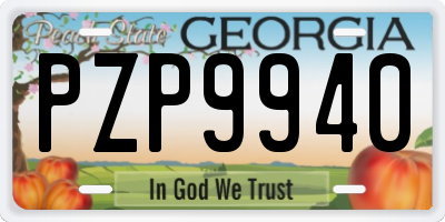 GA license plate PZP9940