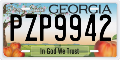 GA license plate PZP9942