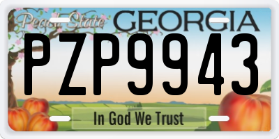 GA license plate PZP9943