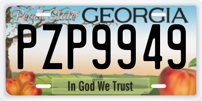 GA license plate PZP9949