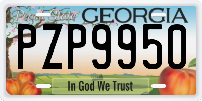 GA license plate PZP9950