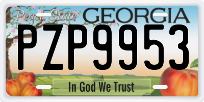 GA license plate PZP9953