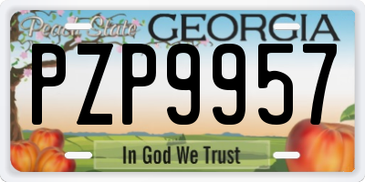 GA license plate PZP9957