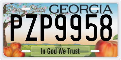 GA license plate PZP9958