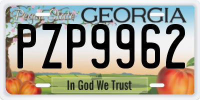 GA license plate PZP9962