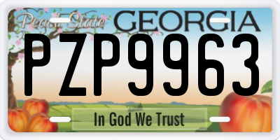 GA license plate PZP9963