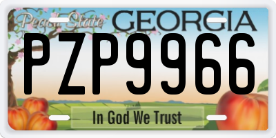GA license plate PZP9966