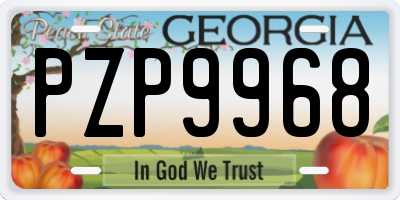 GA license plate PZP9968