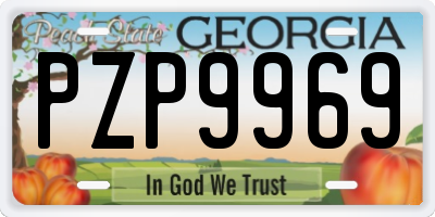 GA license plate PZP9969