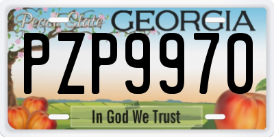 GA license plate PZP9970