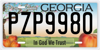 GA license plate PZP9980