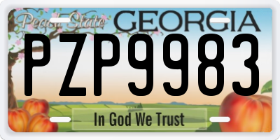 GA license plate PZP9983