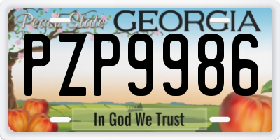 GA license plate PZP9986