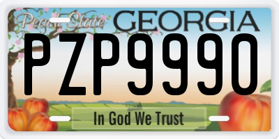 GA license plate PZP9990