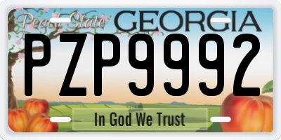 GA license plate PZP9992