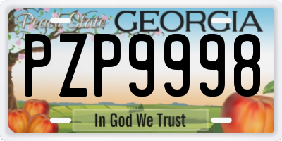 GA license plate PZP9998