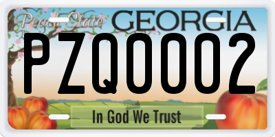 GA license plate PZQ0002