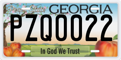 GA license plate PZQ0022