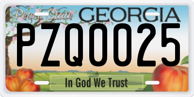 GA license plate PZQ0025