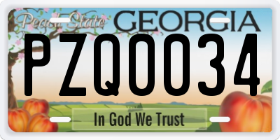 GA license plate PZQ0034