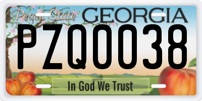 GA license plate PZQ0038