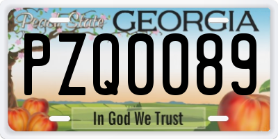 GA license plate PZQ0089