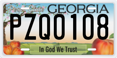 GA license plate PZQ0108