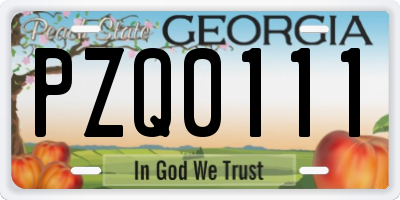 GA license plate PZQ0111