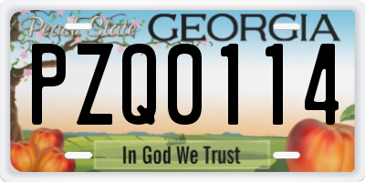 GA license plate PZQ0114