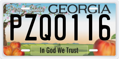 GA license plate PZQ0116