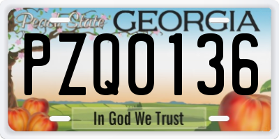 GA license plate PZQ0136