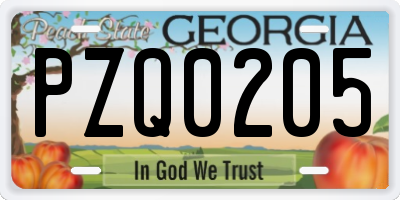 GA license plate PZQ0205