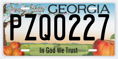 GA license plate PZQ0227