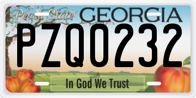 GA license plate PZQ0232