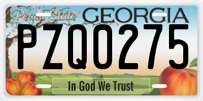 GA license plate PZQ0275