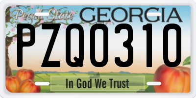 GA license plate PZQ0310