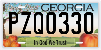 GA license plate PZQ0330